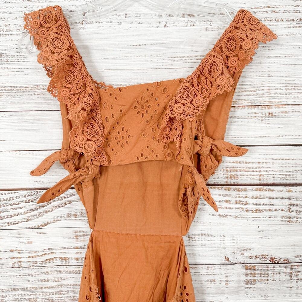 Nightcap x Carisa Rene Aimee Eyelet Copper Maxi Dress, EUC, Size XS MSRP $396 - Picture 9 of 15